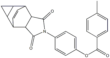 4-(3,5-dioxo-4-azatetracyclo[5.3.2.0~2,6~.0~8,10~]dodec-11-en-4-yl)phenyl 4-methylbenzoate 구조식 이미지