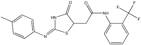 2-{2-[(4-methylphenyl)imino]-4-oxo-1,3-thiazolidin-5-yl}-N-[2-(trifluoromethyl)phenyl]acetamide 구조식 이미지