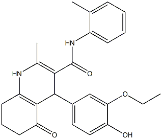 4-[3-(ethyloxy)-4-hydroxyphenyl]-2-methyl-N-(2-methylphenyl)-5-oxo-1,4,5,6,7,8-hexahydroquinoline-3-carboxamide Structure