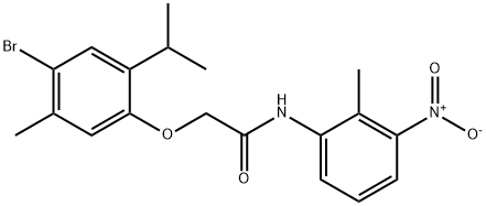 2-(4-bromo-2-isopropyl-5-methylphenoxy)-N-(2-methyl-3-nitrophenyl)acetamide 구조식 이미지