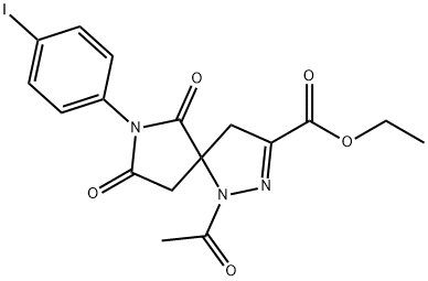 ethyl 1-acetyl-7-(4-iodophenyl)-6,8-dioxo-1,2,7-triazaspiro[4.4]non-2-ene-3-carboxylate Structure