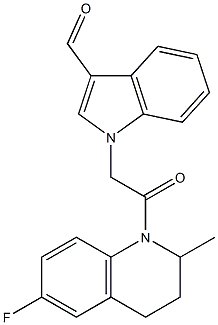 1-[2-(6-fluoro-2-methyl-3,4-dihydro-1(2H)-quinolinyl)-2-oxoethyl]-1H-indole-3-carbaldehyde 구조식 이미지