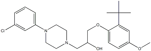 1-(2-tert-butyl-4-methoxyphenoxy)-3-[4-(3-chlorophenyl)-1-piperazinyl]-2-propanol 구조식 이미지