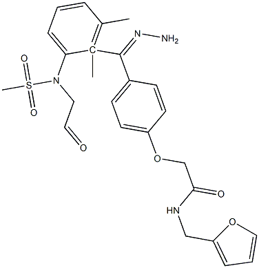 2-[4-(2-{[2,3-dimethyl(methylsulfonyl)anilino]acetyl}carbohydrazonoyl)phenoxy]-N-(2-furylmethyl)acetamide 구조식 이미지