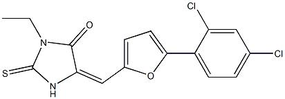 5-{[5-(2,4-dichlorophenyl)-2-furyl]methylene}-3-ethyl-2-thioxo-4-imidazolidinone 구조식 이미지
