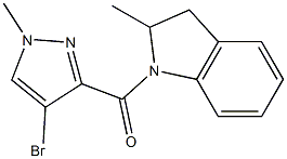 1-[(4-bromo-1-methyl-1H-pyrazol-3-yl)carbonyl]-2-methylindoline Structure