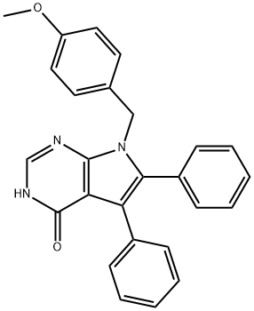 7-(4-methoxybenzyl)-5,6-diphenyl-7H-pyrrolo[2,3-d]pyrimidin-4-ol 구조식 이미지
