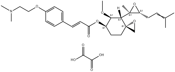 [(3R,4S,5S,6R)-5-methoxy-4-[(2R,3R)-2-methyl-3-(3-methylbut-2-enyl)oxiran-2-yl]-1-oxaspiro[2.5]octan-6-yl] (E)-3-[4-[2-(dimethylamino)ethoxy]phenyl]prop-2-enoate,oxalic acid 구조식 이미지