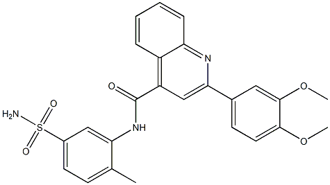 N-[5-(aminosulfonyl)-2-methylphenyl]-2-(3,4-dimethoxyphenyl)-4-quinolinecarboxamide 구조식 이미지