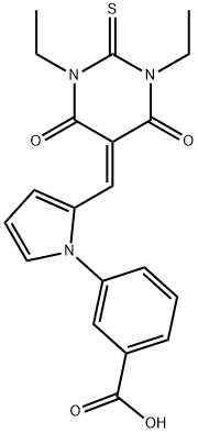 3-{2-[(1,3-diethyl-4,6-dioxo-2-thioxotetrahydro-5(2H)-pyrimidinylidene)methyl]-1H-pyrrol-1-yl}benzoic acid Structure