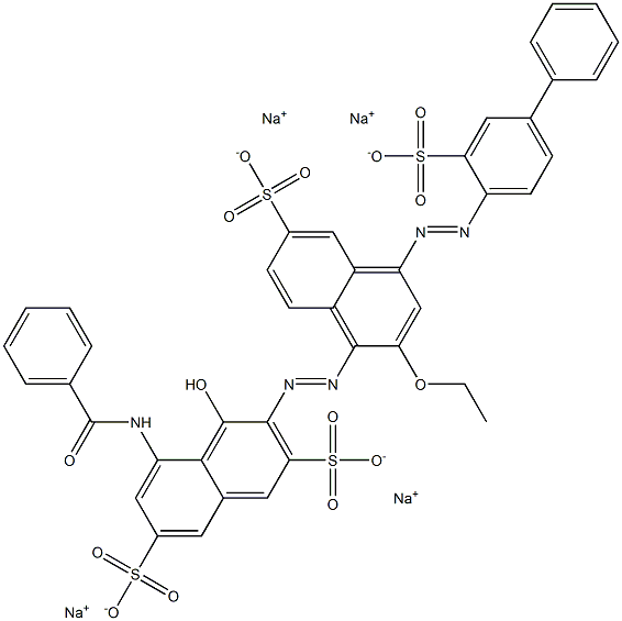 2,7-Naphthalenedisulfonic acid, 5-(benzoylamino)-3-[[2-ethoxy-6-sulfo-4-[(3-sulfo[1,1'-biphenyl]-4-yl)azo]-1-naphthalenyl]azo]-4-hydroxy-, tetrasodium salt Structure