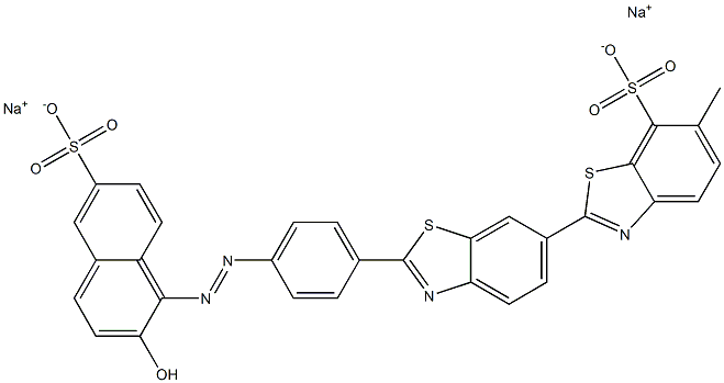 [2,6'-Bibenzothiazole]-7-sulfonic acid, 2'-[4-[(2-hydroxy-6-sulfo-1-naphthalenyl)azo]phenyl]-6-methyl-, disodium salt Structure