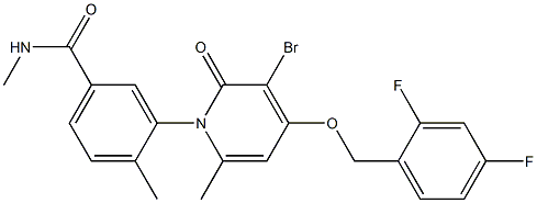 BenzaMide, 3-[3-broMo-4-[(2,4-difluorophenyl)Methoxy]-6-Methyl-2-oxo-1(2H)-pyridinyl]-N,4-diMethyl-, (-)- Structure