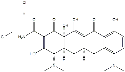 (4S,4aS,5aR,12aS)-4,7-bis(dimethylamino)-3,10,12,12a-tetrahydroxy-1,11-dioxo-1,4,4a,5,5a,6,11,12a-octahydrotetracene-2-carboxamide dihydrochloride 구조식 이미지