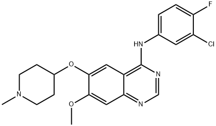 4-[(3-chloro-4-fluoro-phenyl)amino]-6-(1-methyl-piperidin-4-yloxy)-7-methoxy-quinazoline 구조식 이미지