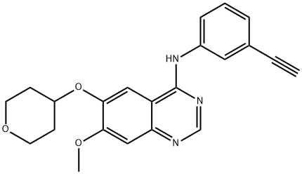 4-[(3-ethynyl-phenyl)amino]-6-(tetrahydropyran-4-yloxy)-7-methoxy-quinazoline 구조식 이미지