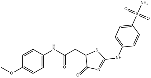 2-{2-[4-(aminosulfonyl)anilino]-4-oxo-4,5-dihydro-1,3-thiazol-5-yl}-N-(4-methoxyphenyl)acetamide Structure