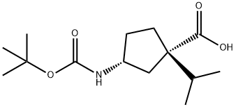 3-(tert-butoxycarbonylamino)-1-isopropylcyclopentanecarboxylic acid Structure