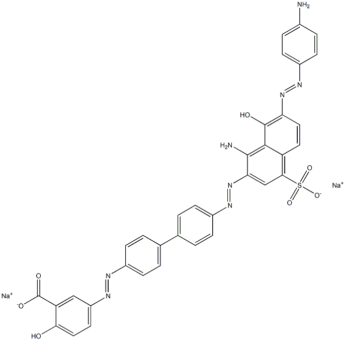 Benzoic acid, 5-[[4'-[[1-amino-7-[(4-aminophenyl)azo]-8-hydroxy-4-sulfo-2-naphthalenyl]azo][1,1'-biphenyl]-4-yl]azo]-2-hydroxy-, disodium salt 구조식 이미지