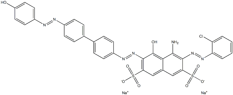 5-Amino-6-[(2-chlorophenyl)azo]-4-hydroxy-3-[[4'-[(4-hydroxyphenyl)azo]-1,1'-biphenyl-4-yl]azo]-2,7-naphthalenedisulfonic acid disodium salt Structure