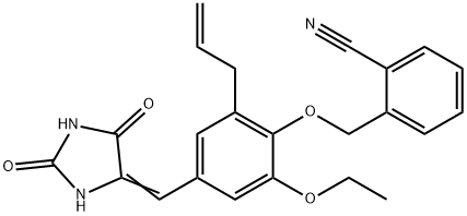 2-({2-allyl-4-[(2,5-dioxo-4-imidazolidinylidene)methyl]-6-ethoxyphenoxy}methyl)benzonitrile Structure