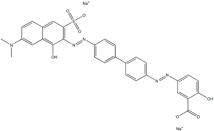 Benzoic acid, 5-[[4'-[[7-(dimethylamino)-1-hydroxy-3-sulfo-2-naphthalenyl]azo][1,1'-biphenyl]-4-yl]azo]-2-hydroxy-, disodium salt Structure