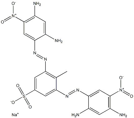 Benzenesulfonic acid, 3,5-bis[(2,4-diamino-5-nitrophenyl)azo]-4-methyl-, monosodium salt 구조식 이미지
