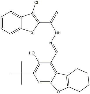 N'-[(3-tert-butyl-2-hydroxy-6,7,8,9-tetrahydrodibenzo[b,d]furan-1-yl)methylene]-3-chloro-1-benzothiophene-2-carbohydrazide Structure