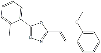 2-[(E)-2-(2-methoxyphenyl)ethenyl]-5-(2-methylphenyl)-1,3,4-oxadiazole 구조식 이미지