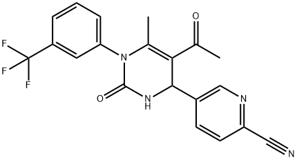 5-(5-acetyl-6-methyl-2-oxo-1-(3-(trifluoromethyl)phenyl)-1,2,3,4tetrahydropyrimidin-4-yl)picolinonitrile 구조식 이미지