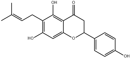 2,3-Dihydro-5,7-dihydroxy-2-(4-hydroxyphenyl)-6-(3-methyl-2-buten-1-yl)-4H-1-benzopyran-4-one Structure