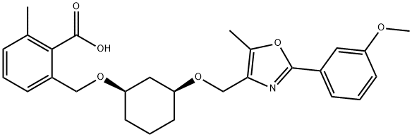 Benzoic acid, 2-[[[(1R,3S)-3-[[2-(3-Methoxyphenyl)-5-Methyl-4-oxazolyl]Methoxy]cyclohexyl]oxy]Methyl]-6-Methyl- Structure