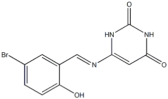 6-[(5-bromo-2-hydroxybenzylidene)amino]-2,4(1H,3H)-pyrimidinedione 구조식 이미지