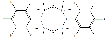 2,2,4,4,6,6,8,8-octamethyl-3,7-bis(2,3,4,5,6-pentafluorophenyl)-1,5,3,7,2,4,6,8-dioxadiazatetrasilocane 구조식 이미지