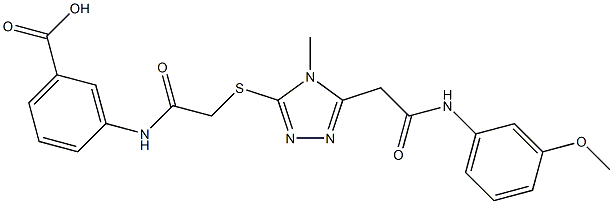 3-{[({5-[2-(3-methoxyanilino)-2-oxoethyl]-4-methyl-4H-1,2,4-triazol-3-yl}sulfanyl)acetyl]amino}benzoic acid 구조식 이미지
