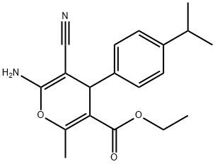 ethyl 6-amino-5-cyano-4-(4-isopropylphenyl)-2-methyl-4H-pyran-3-carboxylate Structure