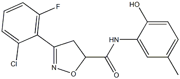 3-(2-chloro-6-fluorophenyl)-N-(2-hydroxy-5-methylphenyl)-4,5-dihydro-5-isoxazolecarboxamide Structure