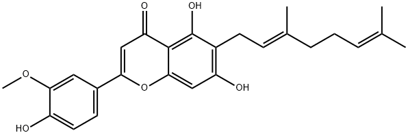 4H-1-Benzopyran-4-one, 6-[(2E)-3,7-dimethyl-2,6-octadien-1-yl]-5,7-dihydroxy-2-(4-hydroxy-3-methoxyphenyl)- Structure