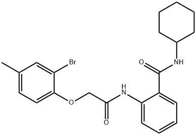 2-{[2-(2-bromo-4-methylphenoxy)acetyl]amino}-N-cyclohexylbenzamide 구조식 이미지