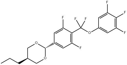 1,3-Dioxane, 2-[4-[difluoro(3,4,5-trifluorophenoxy)methyl]-3,5-difluorophenyl]-5-propyl-, trans- Structure