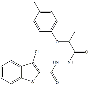 3-chloro-N'-[2-(4-methylphenoxy)propanoyl]-1-benzothiophene-2-carbohydrazide 구조식 이미지