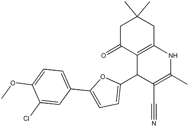 4-[5-(3-chloro-4-methoxyphenyl)furan-2-yl]-2,7,7-trimethyl-5-oxo-1,4,5,6,7,8-hexahydroquinoline-3-carbonitrile 구조식 이미지