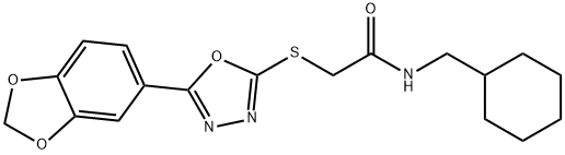 Acetamide, 2-[[5-(1,3-benzodioxol-5-yl)-1,3,4-oxadiazol-2-yl]thio]-N-(cyclohexylmethyl)- 구조식 이미지