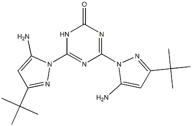 1,3,5-Triazin-2(1H)-one, 4,6-bis[5-amino-3-(1,1-dimethylethyl)-1H-pyrazol-1-yl]- Structure