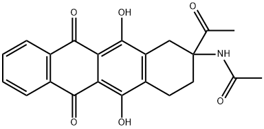 N-(2-Acetyl-5,12-dihydroxy-6,11-dioxo-1,2,3,4,6,11-hexahydro-naphthacen-2-yl)-acetamide 구조식 이미지