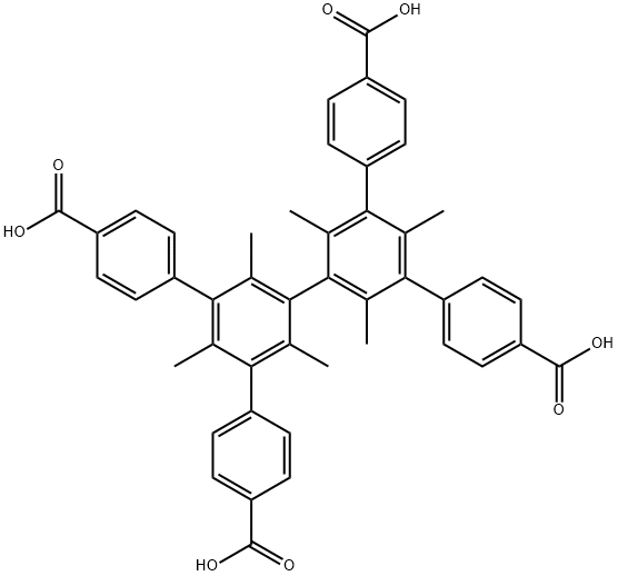 [1,1':3',1'':3'',1'''-Quaterphenyl]-4,4'''-dicarboxylic acid, 5',5''-bis(4-carboxyphenyl)-2',2'',4',4'',6',6''-hexamethyl- (9CI) 구조식 이미지