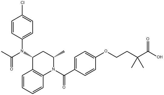 Butanoic acid, 4-[4-[[(2S,4R)-4-[acetyl(4-chlorophenyl)aMino]-3,4-dihydro-2-Methyl-1(2H)-quinolinyl]carbonyl]phenoxy]-2,2-diMethyl- Structure