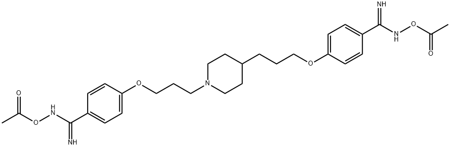 Acetic acid, 1,1'-[1,4-piperidinediylbis(3,1-propanediyloxy-4,1-phenylenecarboniMidoylazanylidene)] ester Structure