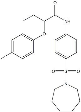 N-[4-(1-azepanylsulfonyl)phenyl]-2-(4-methylphenoxy)butanamide 구조식 이미지
