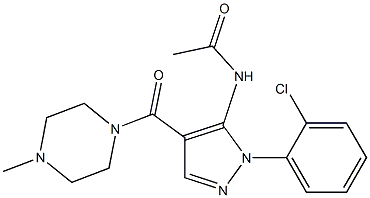 N-{1-(2-chlorophenyl)-4-[(4-methyl-1-piperazinyl)carbonyl]-1H-pyrazol-5-yl}acetamide 구조식 이미지